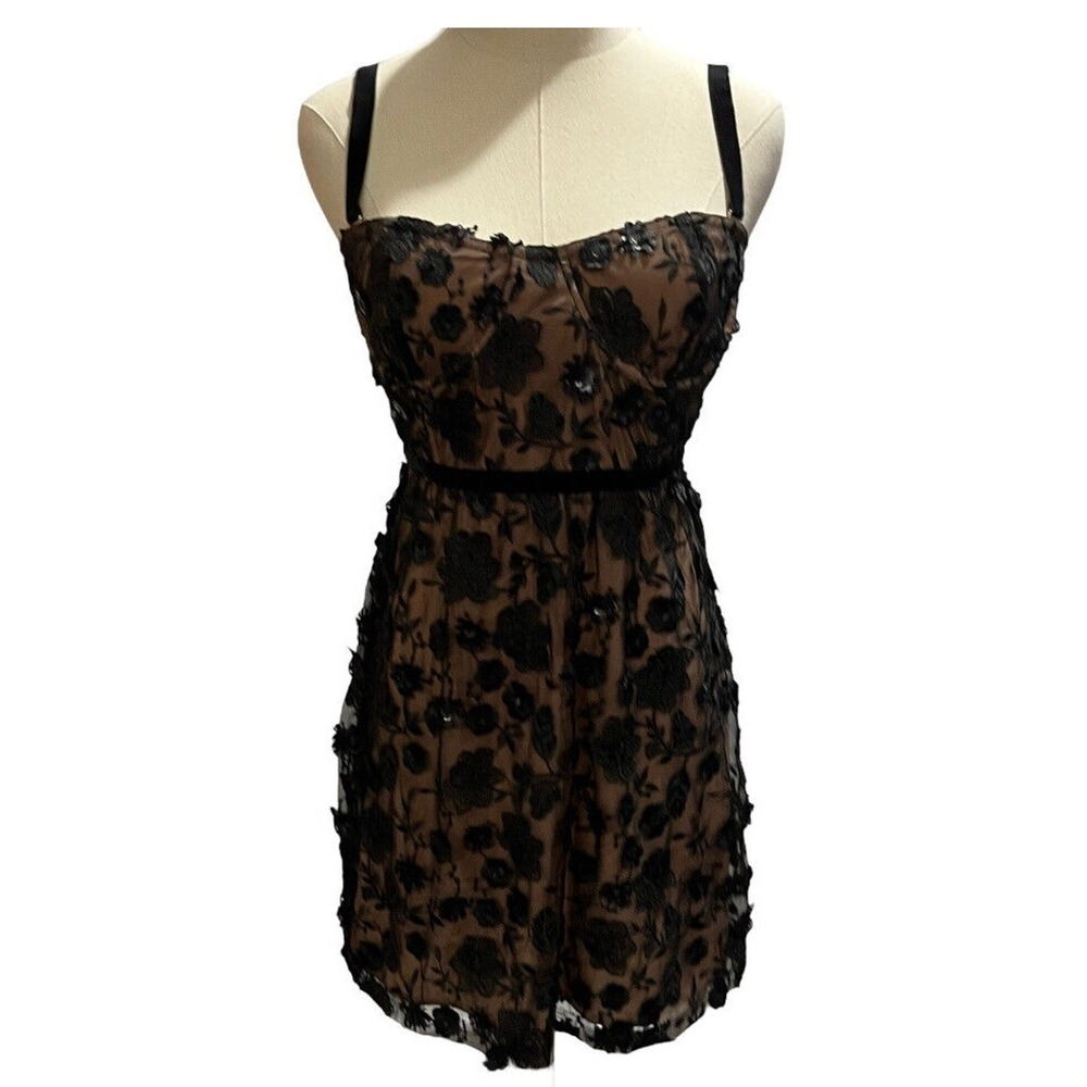 For Love & Lemons Beatrice Strappy Sequins Velvet Band Straps Mini Dress Sz Med